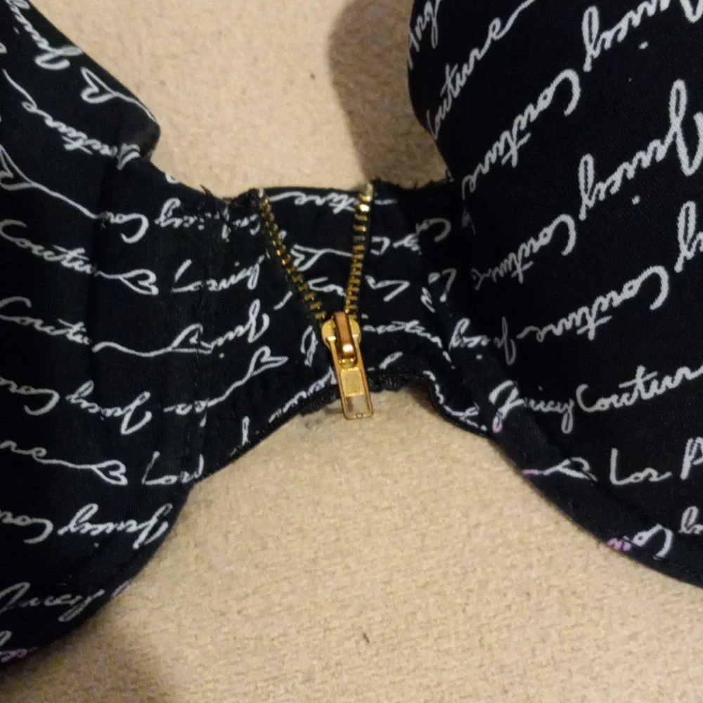 Juicy Coture Bra Black And White With Decorative Zipper - Picture 3 of 4